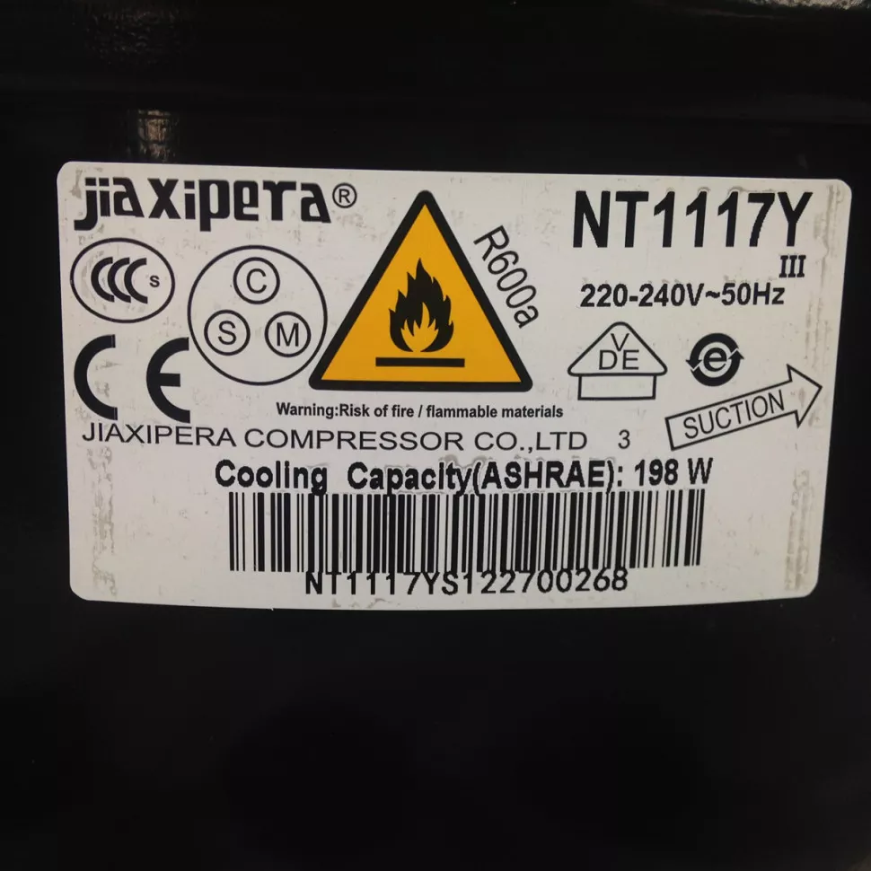 Компрессор R600, Джаксипера NT1117Y, (Вт при -23.3°) 198W Аналог HMK12AA 296569 Компрессор R600, Джаксипера NT1117Y, (Вт при -23.3°) 198W Аналог HMK12AA 296569 — изображение 2